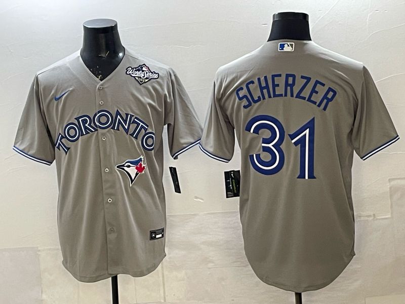 Men 2025 Nike Toronto Blue Jays #31 Scherzer Grey Game MLB Jersey 03->toronto blue jays->MLB Jersey